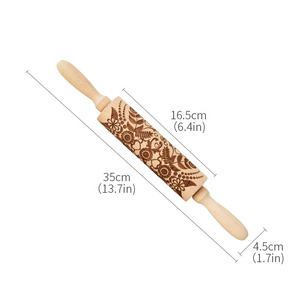 Rouleau à pâtisserie miniature en bois gravé 3D personnalisé pour biscuits de Noël, idéal pour la cuisine et la pâtisserie, pour enfants - Product Image 3