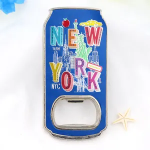 Pemasok pabrik Logo kustom New York City Souvenir bir pembuka botol Magnet kulkas