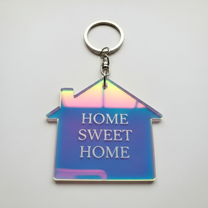 Promocional al por mayor personalizado a granel transparente holográfica lindo Hogar dulce nuevo hogar forma llaveros acrílico llaveros - Product Image 2