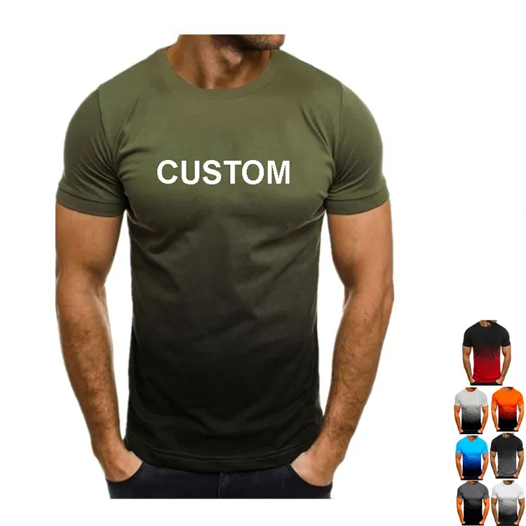 Camiseta deportiva de diseñador, camiseta de manga corta con estampado de Gradual eslogan personalizado 3D, venta al por mayor, informal de verano para hombre, tejido en blanco