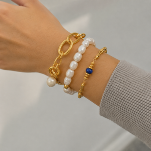 Pulsera Infantil Elegante de Acero Inoxidable con Baño de Oro de 18k y Perlas de Agua Dulce Irregulares, Ideal para Aniversario - Product Image 5