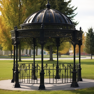 Classique Style européen exquis en fer forgé Gazebo extérieur sculpter colonne dôme noir peinture cadre manoir décor <span class=keywords><strong>Pergola</strong></span> pavillon - Product Image 5