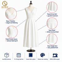 Robe longue blanche à col en V pour femme, sur mesure, vente en gros, directement de l'usine chinoise, robes longues élégantes et fluides pour femme, commande en gros