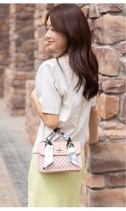 Elegant Women's Square <b>Handbags</b> With <b>Chain</b> Strap And Scarf Decoration Fashion Microfiber Leather Shoulder Bags For Daily Use - Product Image 3