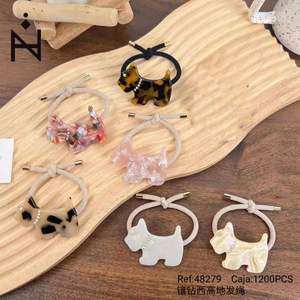 Coletero para el pelo West Highlands con dije de perro con diamantes de imitación para mujeres y niñas 48279 - Product Image 1