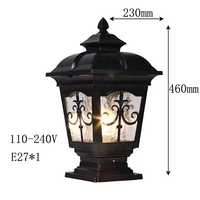 Lampes de colonne carrées en aluminium antique avec verre LED, étanches IP65, résistantes à la pluie, pour extérieur