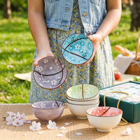 Lot de bols à riz et à soupe en porcelaine florale de 4,5 pouces, personnalisables, avec boîte cadeau, vaisselle en céramique pour souvenir de mariage