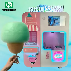 Factory Customized Color Painting Sticker Commercial Cotton Candy Floss Machine Automatic Cotton Candy Vending Machine