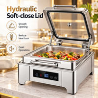 Chauffe-Plat Électrique Carré 6L en Acier Inoxydable avec Contrôle Numérique de la Température et Couvercle en Verre pour Hôtellerie et Restauration