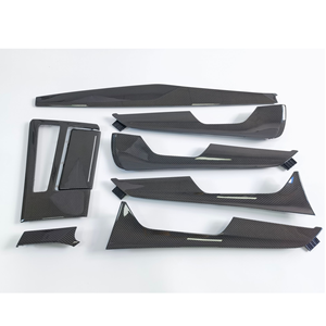 Kit de garnitures intérieures en fibre de carbone véritable (8 pièces) pour Audi A6 S6 RS6 A7 S7 <span class=keywords><strong>RS7</strong></span> C8 2019-2025 – Remplacement du tableau de bord, de la console et des panneaux de porte - Product Image 2