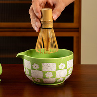 Idées cadeaux personnalisées Bol à matcha en céramique de 520 ml Fouet en bambou Chasen Support Ensemble de bol à matcha 2 pièces