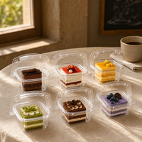 Scatola Quadrata Trasparente in PET per Pasticceria con Manico Integrato, Contenitore Usa e Getta a Conchiglia per Imballaggio Alimentare, Dimensioni Personalizzabili