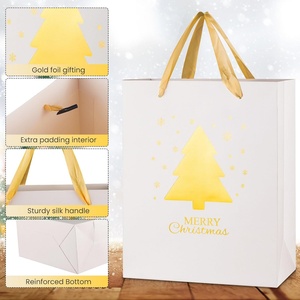 Factory Direct Wholesale Luxury Gold Foil Printed Paper Packaging <b>Bag</b> for Christmas - Product Image 4
