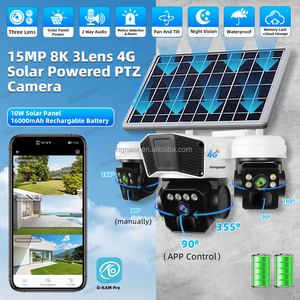红纳15MP 4g网络无线太阳能电池板监控PTZ摄像机O-KAM Pro 3镜头户外安全4g sim卡太阳能闭路电视摄像机 - Product Image 2