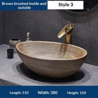 Lavabo rond en céramique style rétro, vasque simple pour salle de bain domestique