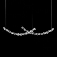 Lustre italien de luxe en fer et cristal, style collier, pour salon, villa, duplex, hall d'escalier avec LED