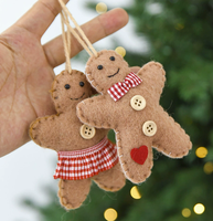 Décorations de Noël en feutre, ornements faits main en laine en forme d'homme en pain d'épices, décorations de maison pour les fêtes