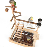 Perchoir perroquet en bois de poivre avec maille d'escalade, support d'entraînement, balançoire d'échelle de nuage, pont suspendu de jouet d'oiseau