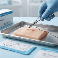 Sutures vétérinaires en soie tressée stériles de qualité professionnelle pour chiens et animaux de grande taille, avec une résistance à la traction supérieure