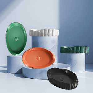 Colorato nuovo arrivo creatività forma irregolare piano del tavolo in porcellana lavabo lavabo da appoggio in ceramica lavabo per <span class=keywords><strong>bagno</strong></span> - Product Image 1