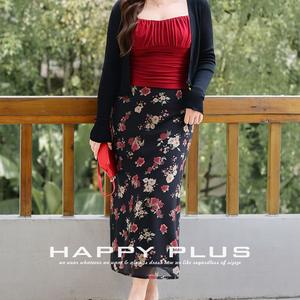 Falda Midi de Cintura Alta con Estampado Floral Happy Plus para Mujer, Talla Grande, Chifón, N9107 - Product Image 4