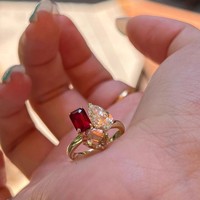 Little Red Book Explosions White Light Blue Dark Blue Color Matching Large Flash Diamond Ring Light Luxury Fashion Korean Ring