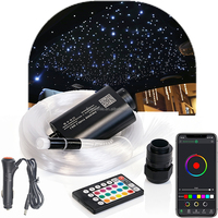 Kit d'éclairage à fibres optiques 300 fibres plastiques 12W avec application pour plafond de voiture effet ciel étoilé