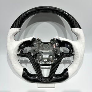 Volante de Carreras de Fibra de Carbono Negro para Hyundai Tucson 2011 2018 <span class=keywords><strong>2020</strong></span> 2024 con Cuero Perforado Blanco, Venta Directa de Fábrica, Nuevo - Product Image 1