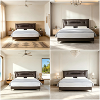 Lit King Size Luxe en Cuir Véritable avec Tête de Lit en Bois, Confortable et Doux, Style Nuage, Offre Spéciale