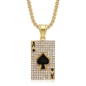 Collier Pendentif As de Pique Hip Hop Bar <span class=keywords><strong>Rap</strong></span> Poker 2026 pour Hommes, Bijou Tendance en Acier Inoxydable Plaqué Or 18K Étanche - Product Image 6