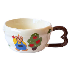 Taza de cerámica Zuo Mu Creamy Bear con cuchara, apta para microondas, resistente al calor, taza de café de dibujos animados para desayuno, leche, regalo. - Product Image 3