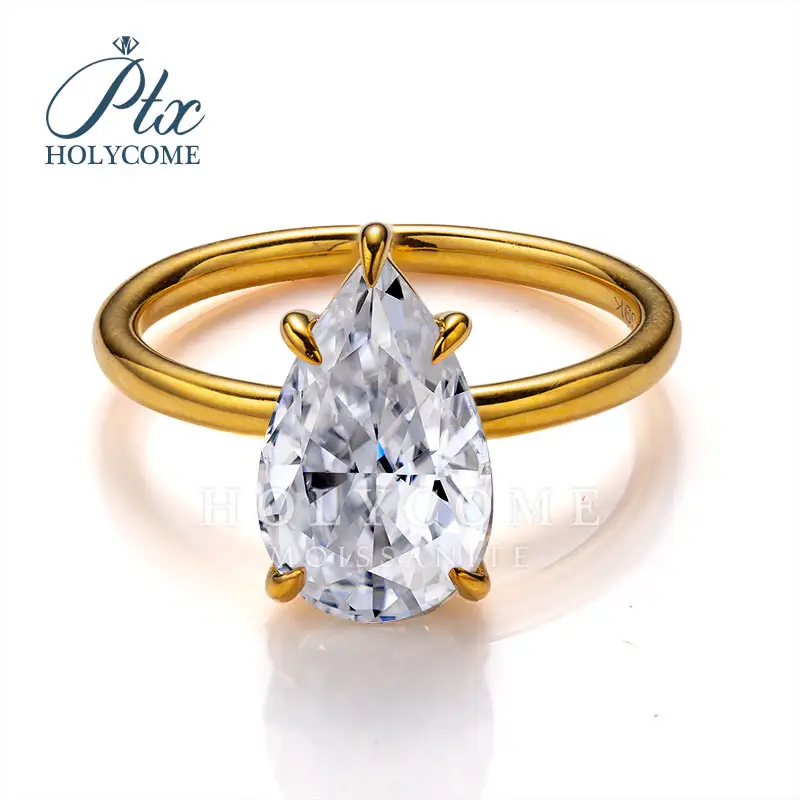 Tedarikçisi fabrika saf popüler Ins stil elmas nişan yüzüğü 925 ayar gümüş yuvarlak kesim nişan yüzüğü Holycome Jewel