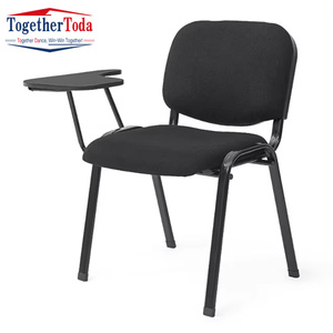 Chaise de bureau empilable en métal avec dossier en maille et tablette d'écriture pour salle d'attente, église, conférence - Vente en gros - Product Image 1