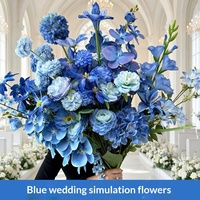 Fleurs artificielles en tissu bleu pour la décoration de mariage et de la Saint-Valentin, style nordique moderne, faites à la main, vente en gros