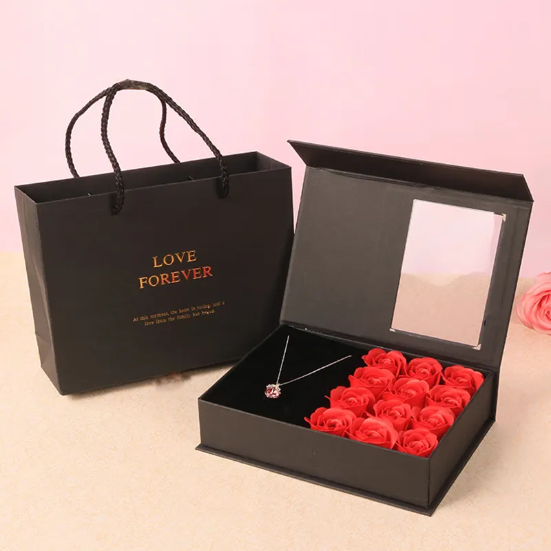 2022 Hot Selling Necklace Lipstick Preserved Rose Soap Flower Gift Box Valentines Day Mother's Day Gift