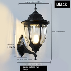 Lámpara de pared LED de estilo japonés antiguo, Retro candelabro, Cuadrado chino, linterna de cristal de Metal impermeable para exteriores, lámpara de pared de jardín E26 - Product Image 4