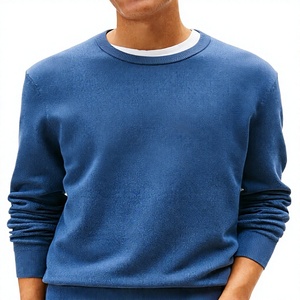 Pull en maille unie effet deux pièces 100% Coton pour Homme, Col en V ou Col Rond, Automne, Logo sur le devant, Vente en gros - Product Image 3