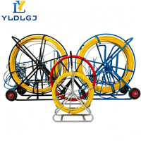 YILI 10mm 100m Tige de tirage industrielle en fibre de verre avec cage en acier, bobine de câble robuste pour conduit, outil de tirage pour entrepreneur