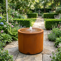 Fontaine d'eau extérieure LED en acier Corten, table d'eau de jardin