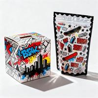 Sachet refermable anti-odeur personnalisé en Mylar 3,5G avec boîte, motif crâne Cyberpunk holographique, imprimé sur mesure en usine