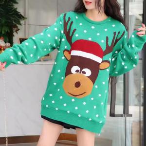 TIXOM Custom Front Long Casual Winter <strong>Family</strong> Knitted Ugly Sweater for Women Girls Holiday <strong>Christmas</strong> Pullover <strong>Jumper</strong> Free Cartoon - Product Image 1