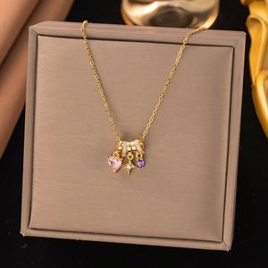 สร้อยคอจี้สแตนเลสสตีลคุณภาพสูงประดับเพชรซิคอน ดีไซน์หรูหราทันสมัยสำหรับผู้หญิง ปี 2026 - Product Image 2