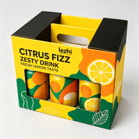 Boîte d'emballage en carton ondulé pour six bouteilles de boissons avec logo pour jus de fruits