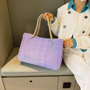 Sac à main vintage grande capacité, couleur unie, sac à bandoulière, sac fourre-tout à fermeture éclair, sac de plage, sac à main de style ethnique, sac bandoulière pour femme - Product Image 2