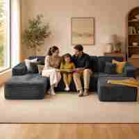 Ensemble de canapés modulaires en forme de L, fauteuil lounge, design moderne pour appartements et hôtels, rembourrage en éponge, tissu