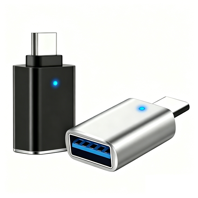 JILIAN Best Selling LED Breathing Light OTG Converter USB-C to USB 3.1 Female Adapter DC Output for Laptop & Camera