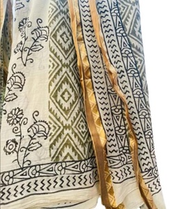 Hand Block Printed Cotton <b>Sarong</b> Lightweight Beach <b>Wrap</b> Lightweight Hand Block Printed Beach Cover Up Boho Resort Wear Outfit - Product Image 2