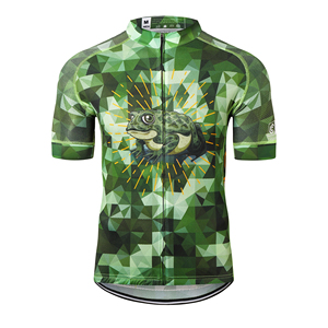 Maillot de vélo respirant à séchage rapide pour la conduite sur route en plein air, unisexe, vert, imprimé camouflage géométrique dinosaure, manches courtes - Product Image 1