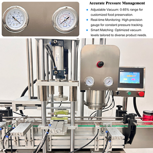 Machine d'emballage entièrement automatique sous vide pour bocaux en verre, couvercles en fer blanc, aluminium et métal, pour boissons, eau pure, sauce chili et confiture - Product Image 2