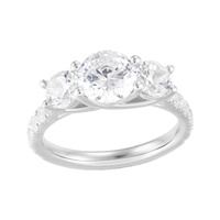 Zertifizierter CVD Labor-gezüchteter Massivgold-Ring mit Rundschliff und drei Steinen, maßgefertigter Schmuck für Damen-Hochzeiten